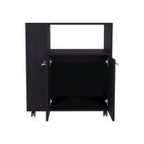 Depot E-Shop Bremerton Kitchen Cart, 2 Doors, 3 Shelves, 4 Wheels, Black Wengue