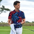 thumbnail image 2 of Kdxio Red White Blue Fireworks Print Men's Short Sleeve Polo Shirt,Midweight Men's Shirt, 2 of 5