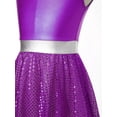 thumbnail image 6 of CHICTRY Kids Girls Lyrical Dance Dress Sleeveless Metallic Celebration of Spirit Dance Dress Tunic Praise Worship Gown Purple 12, 6 of 7