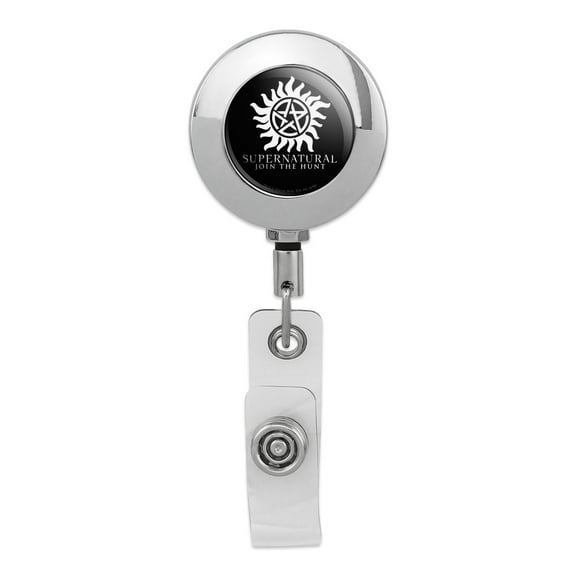 Supernatural Anti Possession Symbol Retractable Reel Premium Metal Chrome Badge ID Card Holder Clip