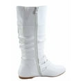 thumbnail image 2 of Sonny-54 Women's Caual Side Zip Buckles Slouch Flat Heel Mid Calf Round Toe Boots ( White, 5.5), 2 of 2