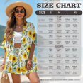 thumbnail image 7 of FKEKYI Sunflower Leaf Print Womens Summer Short Set 2 Piece Sets Vacation Outfits Open Front Shirt Top & Shorts with Elastic Waist Beachwear Lounge Set, XL, 7 of 7