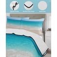 thumbnail image 3 of Full Size Quilt Bedding Set, Blue Waves Seaside Reversible Summer Quilt 3 Pieces, Coastal Nautical Summer Beach Sea Ocean Lightweight Bedspreads Coverlets with 2 Pillow Shams for All Seasons, 3 of 5