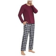 thumbnail image 4 of CONZONE Mens Pajama Sets 2 Peice Pajamas for Men Plaid Long Sleeve Pjs Tops Pants Soft Comfy Fall Winter Homewear Loungewewar, 4 of 8