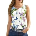 thumbnail image 2 of Wycnly Tank Top for Women Womens Tank Tops Lightweight Comfy Henley Shirts Slim Button up Tunic 2025 Fashion Butterfly Print Sleeveless Tee Shirts Ladies Sleeveless Shirt, 2 of 5