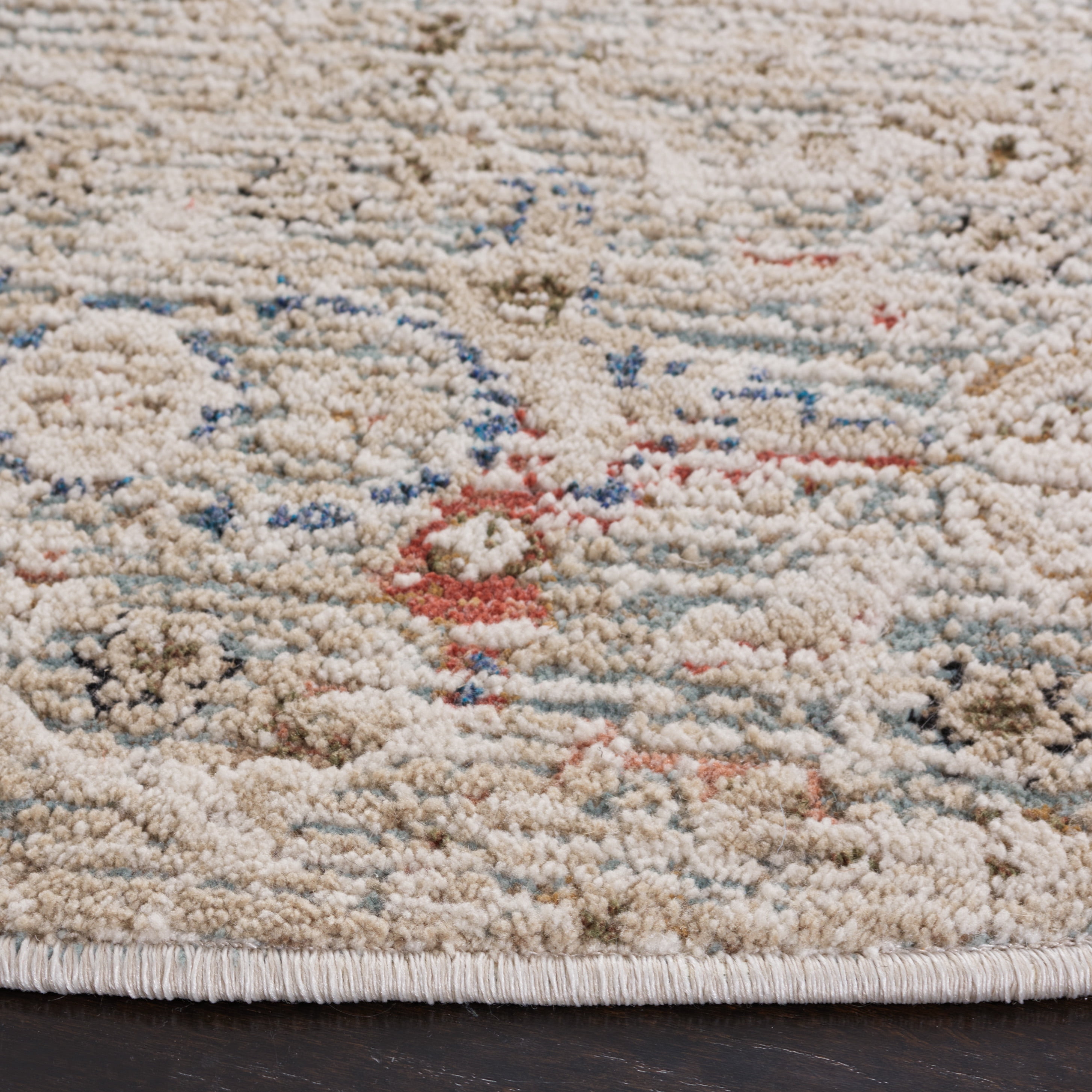 SAFAVIEH Vivaldi Petrina Abstract Area Rug, Ivory/Navy, 6'7" x 6'7" Round