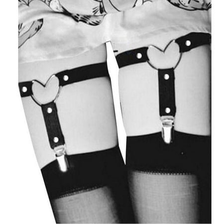 

Womens Sexy Elasticity Harness Heart Leg Chain Garter Belts Cosplay Spike BK Please buy one or two sizes up