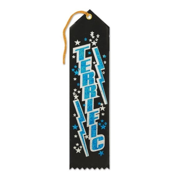 Beistle Terrific Award Ribbons - 8" - Black - Set of 6
