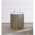 thumbnail image 2 of Coaster Jason Round White Marble Top Drum Base Side End Table in Greige, 2 of 6