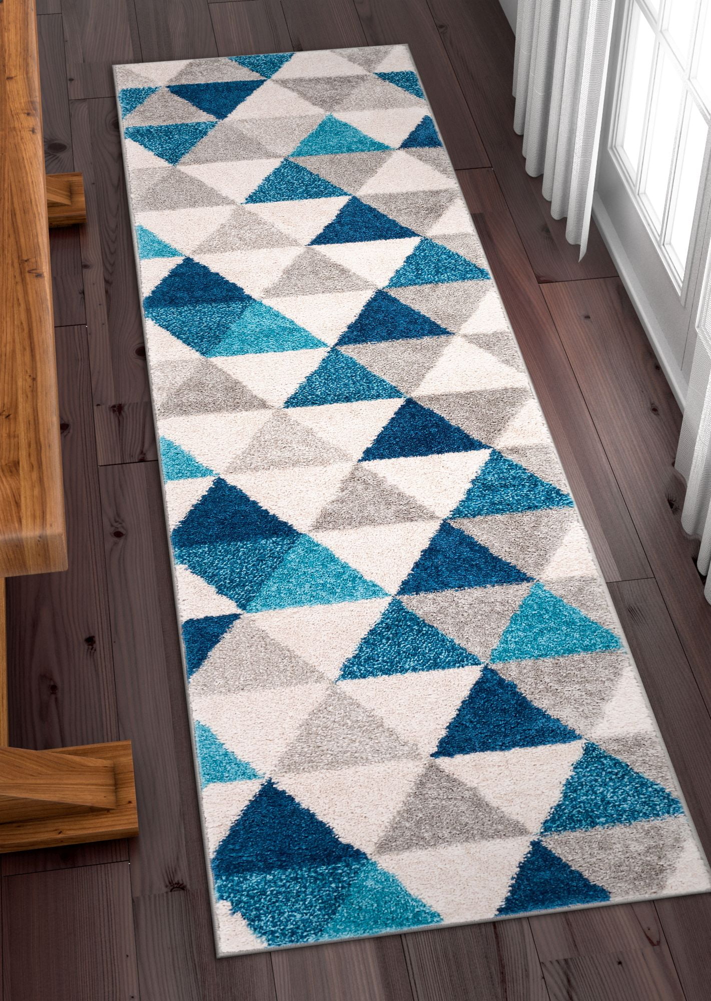 Well Woven Mystic Alvin MidCentury Modern Geometric Blue 2' x 7'3