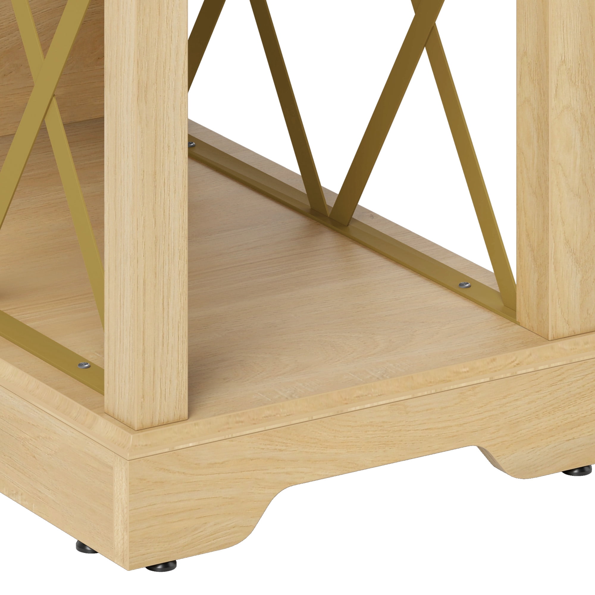 Uforic End Table with Charging Station for Living Room, Nightstand Side Table with Drawer, Natural