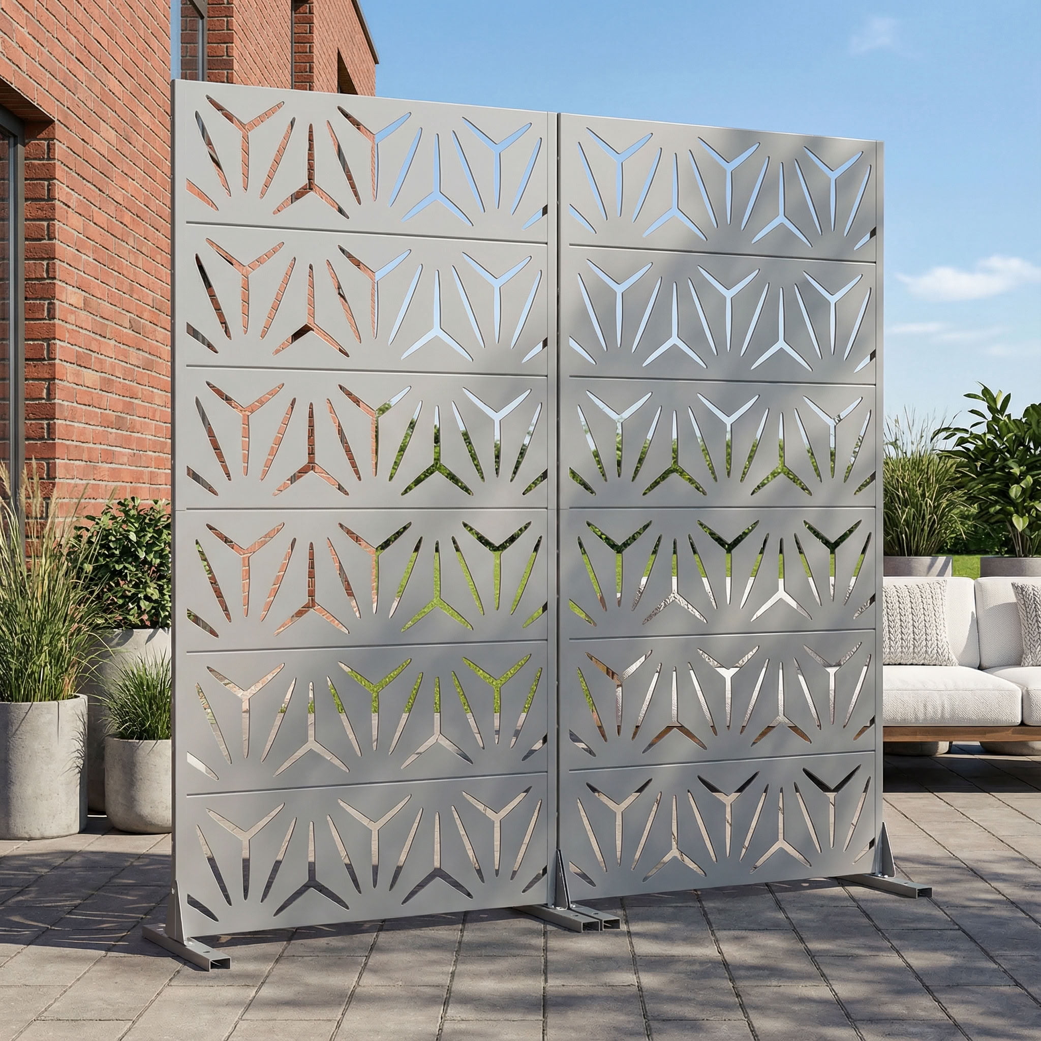 MAYEERTY 6 Panels Metal Outdoor Privacy Screen Panel Garden Divider Patio Backyard Decorative Privacy Fence 2Pcs, 72×35.4×15.7in