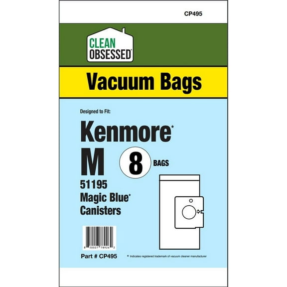 8 Clean Obsessed for Kenmore 51195 Style M Magic Blue Canister Vacuum Bags