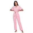 thumbnail image 2 of MAYFISH 100% Cotton Women's Pajamas Sets Button Down Sleepwear Short Sleeve with Long Pants Lounge Pj set(Pink, M), 2 of 5