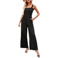 thumbnail image 3 of Sunloudy - Mono informal con cuello cuadrado para mujer, a la moda, color sólido/estampado, sin mangas, con pernera ancha Sunloudy  S, M, L, XL, 3 of 9