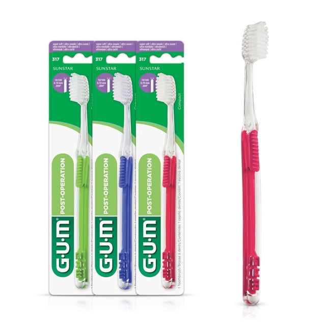 Cepillo de dientes GUM, ultrasuave, posquirúrgico, 1 unidad (paquete de 3)