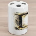 thumbnail image 1 of Letter D Ceramic Toothbrush Holder, Evil Blazing Uppercase D in Big Fonts Heat Typography Vintage Horror Design, Decorative Versatile Countertop for Bathroom, 4.5" X 2.7", Tan Black Yellow, 1 of 4