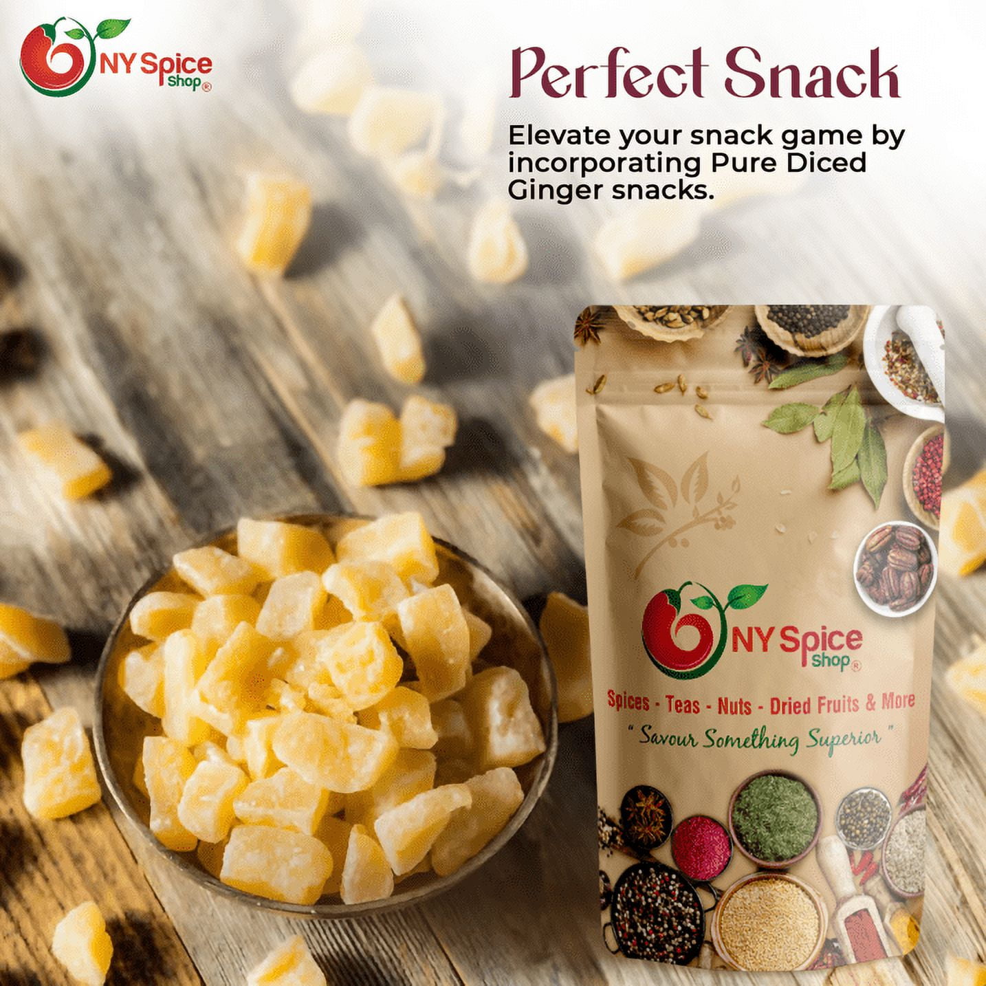 NY SPICE SHOP Diced Ginger - 3 Pound - Without SO2