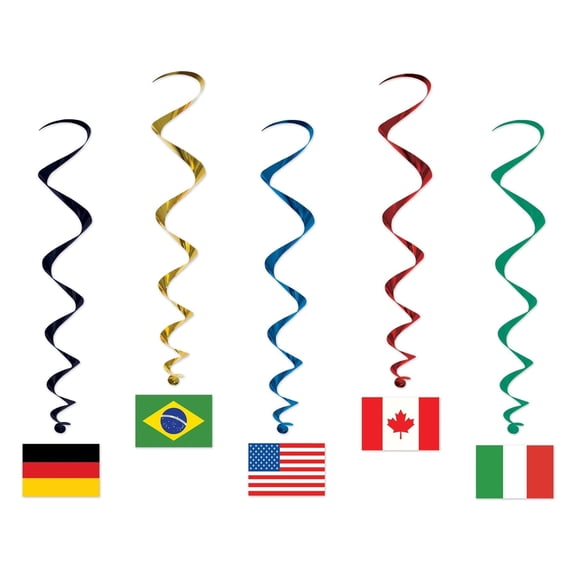 30 Piece Beistle International Flag Party Whirls