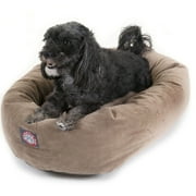 Majestic Pet Suede Bagel Dog Bed Machine Washable Stone Small 24" x 19" x 7"
