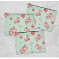 thumbnail image 2 of S4Sassy Green Floral & Heart Multipurpose Cosmetic Pouch Pencil Case Make Up Bag Pack of 3-6 x 8 Inches, 2 of 4