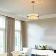 thumbnail image 2 of Modern Gold Chandelier Light 3-Light Drum Shade Pendant Light Fixture for Dining Room, 2 of 7
