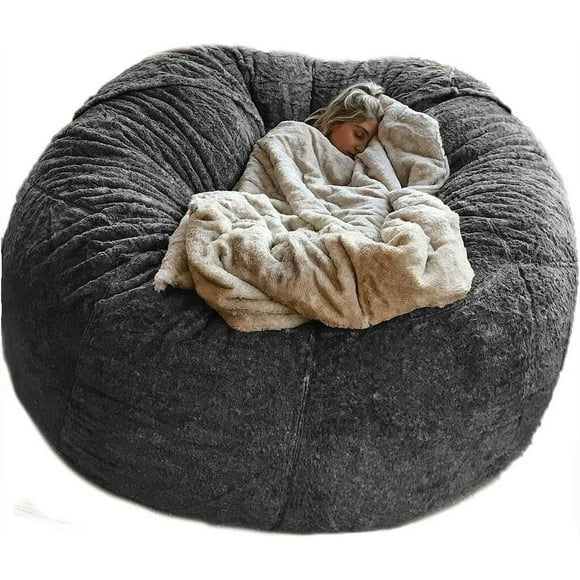 Giant Sherpa Bean Bag Chair Cover, Ultra Soft Bean Bag Bed (No Filler, Cover only), Large Round Soft Fluffy Bean Bag for Adults, Machine Washable Big Size Bean Bag Covers