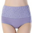 thumbnail image 5 of Gibobby Ropa interior bikini elástica para mujer Ropa interior holgada algodón cintura alta cómoda talla grande para mujer （Morado， XL), 5 of 5