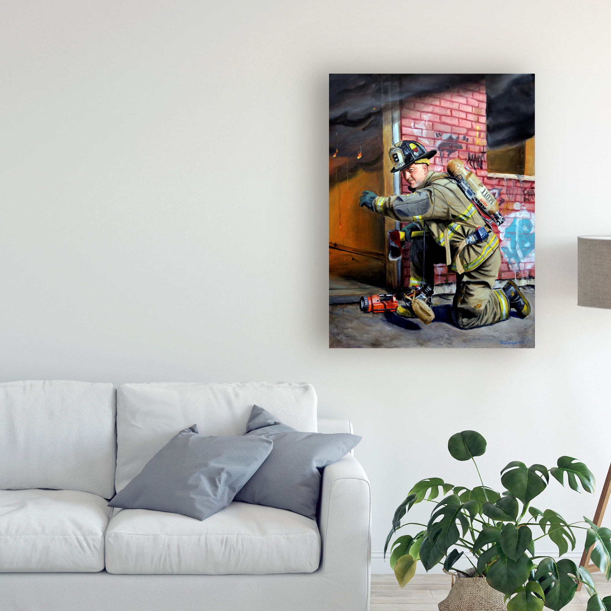 Trademark Fine Art 'Lets Go Fire Fighter' Canvas Art by Paul Walsh
