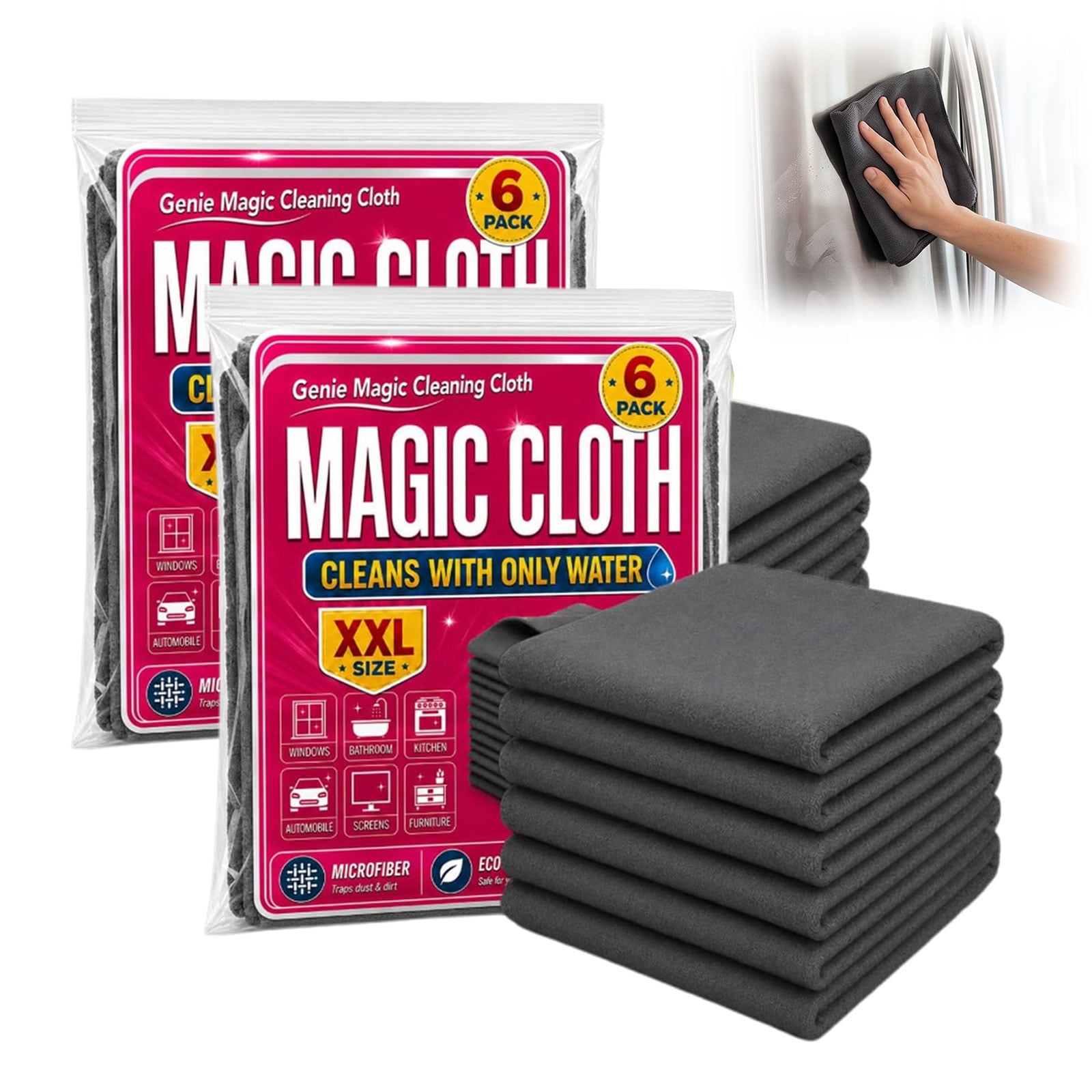 Genie Magic Cloth Streak-Free Microfiber Cleaning Cloth Magic Cloth for Windows (12pack)
