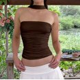 thumbnail image 4 of Tops de Tubo Y2K para Mujer, Sin Tirantes, Sin Mangas, para Salir, Ajustados, Sin Espalda, Estilo Bandeau, Ropa Estética. Marrón L, 4 of 7