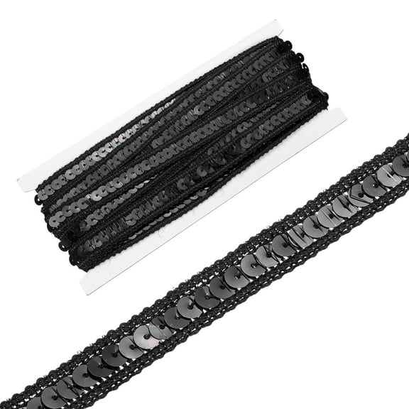 0.5 Inch x 5 Yards Sequin Ribbon Trim Strip for Crafts Embellishments, Black