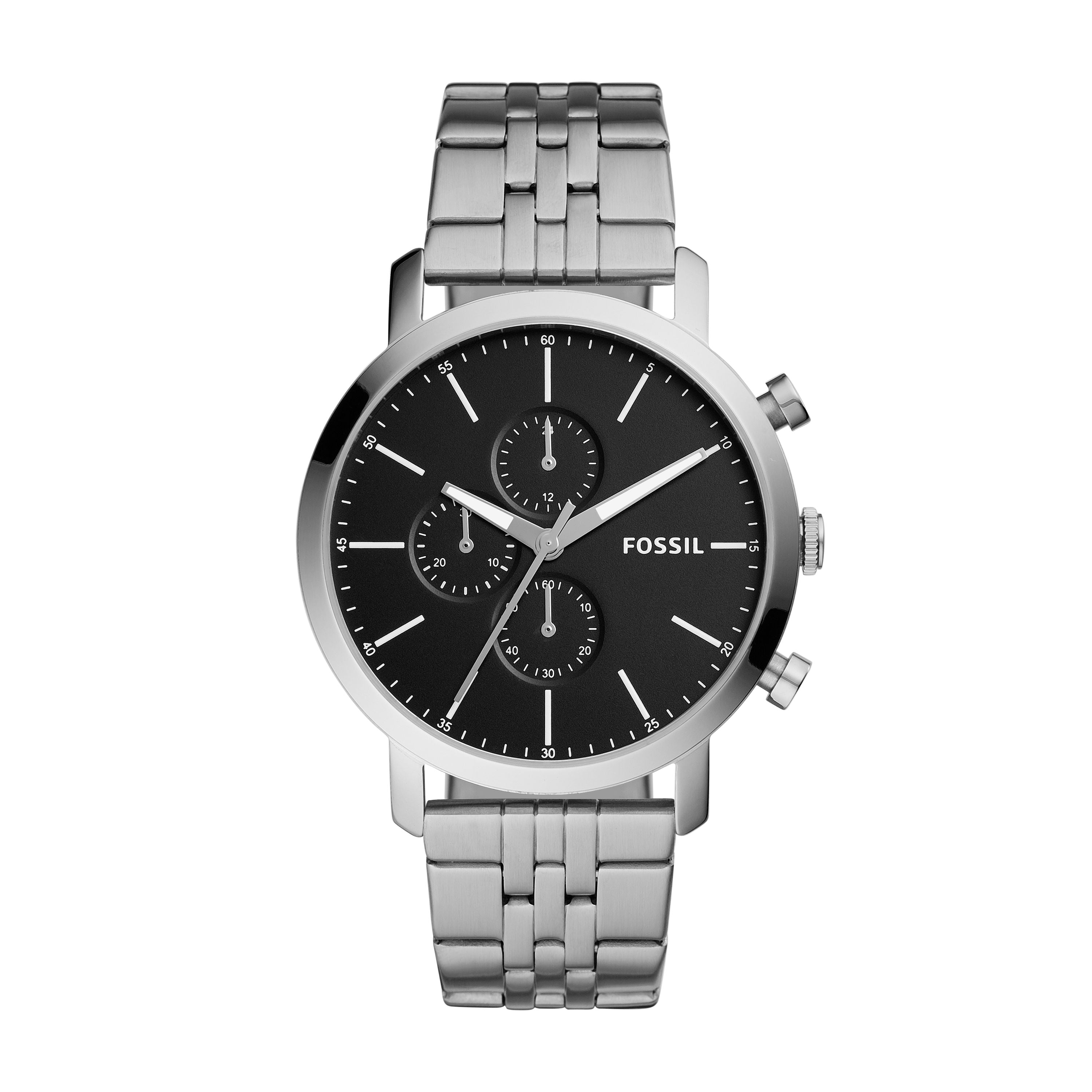 Fossil - Fossil Men's Luther Silver Tone Stainless Steel Chronograph Fossil Chronograph Stainless Steel Watch