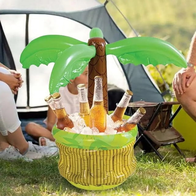 Inflatable Drink Cooler Large Capacity Ice Bucket in Coconut Tree Design Inflatable Cooler for Indoor Outdoor Summer