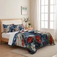 thumbnail image 5 of Quilts Twin XL Size Bedding Set, American Flag Horse Lightweight Quilted Comforter, USA Flag Vintage Floral Soft Reversible Bedspread Coverlet with Pillow Covers for All Season, 68" x 98", 5 of 9