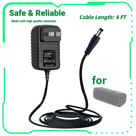 FITE ON AC DC Power Adapter Charger Replacement for SONY SRS-XB30 Wireless Speaker Mains Supply Cord