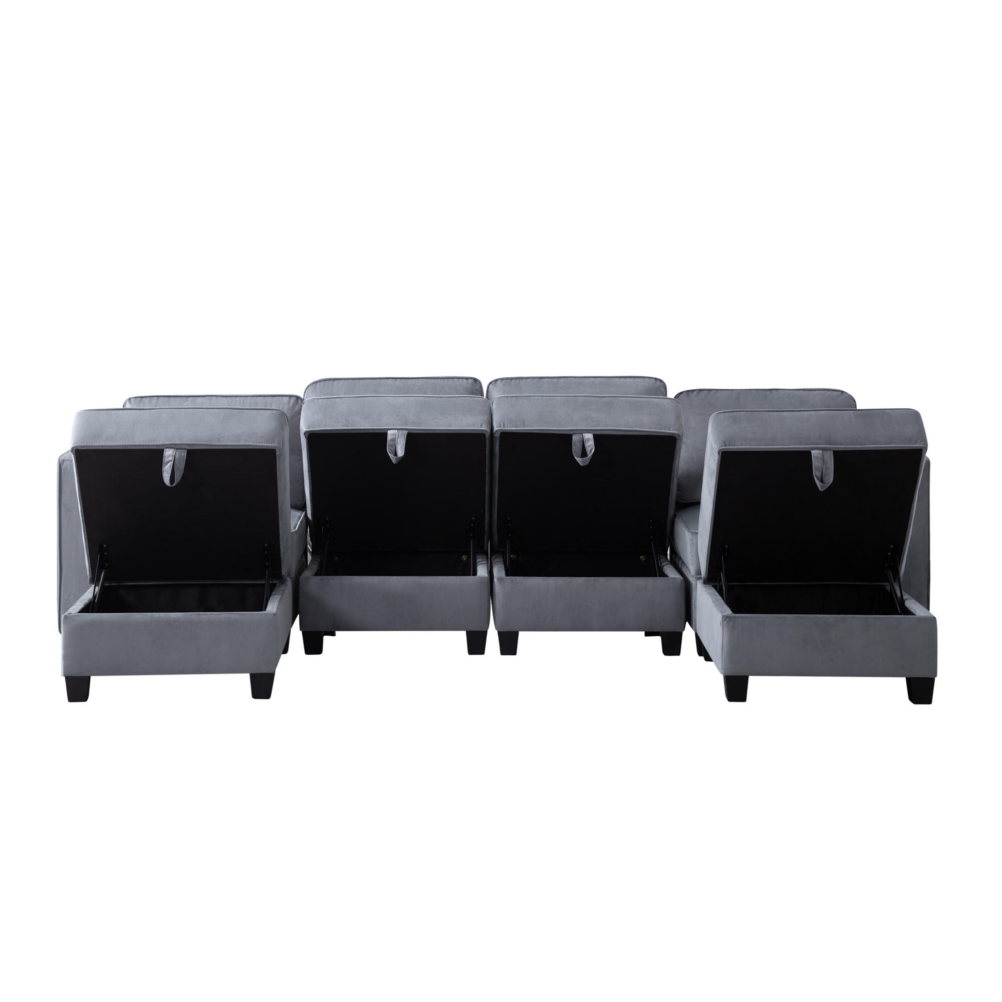 Aukfa 116" Velvet Storage Sectional Couch for Living Room, Modular Sleeper Sofa U-Shaped Sofa, Gray