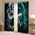 thumbnail image 2 of Castle Fairy Female Men Gothic Skeleton Curtains Pack of 2 (42x84 Each),Teal Floral Rose Curtains Blackout,Happy Valentine's Day Bedroom Curtains,Ultra Soft Home Decor, 2 of 6