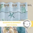 thumbnail image 6 of Blue Beach Coastal Kitchen Curtains Window Panels, Nautical Shell Starfish Coral Summer Insulated Window Treatment Curtain, Grommet Curtains for Bedroom/Living Room/Bathroom, 2 Piece 42"Wx45"L, 6 of 8