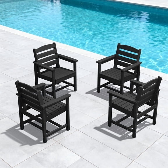 LOYALICE HDPE Outdoor Dining Chair Set of 4, Patio Dining Chairs Weather Resistant, Black