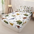 thumbnail image 2 of Metsweet Animal Dinosaur Zipper Twin Comforter Sets with Fitted Sheet and 2 Pillowcases, Jungle Wildlife Zipper Bedding Set, Green Brown Gray,4-Piece, 2 of 6