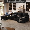 thumbnail image 4 of Wiilayok 130" Oversized U Shaped Chenille Sectional Sofa with Pet House Console, Deep Seat Couch with High Back, Wide Armrests, High Resilience Foam, Storage, Cup Holders for Living Room, Black, 4 of 9