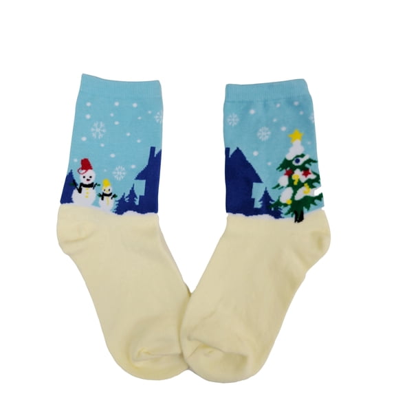 Snowman and Christmas Tree Holiday Socks (Adult Medium - Women's Shoe Sizes 5-10)