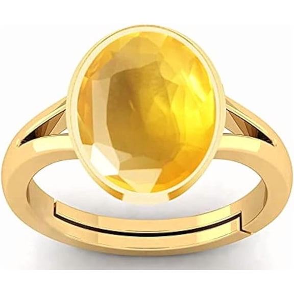 7.50 Carat Natural Yellow Sapphire (Pukhraj) Gold Plate 22k ring for Men Or Women's Untreated Unheated gemstone