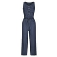 thumbnail image 7 of REORIAFEE Jumpsuits for Women Denim Scoop Neck Sleeveless Jumpsuit Solid Color Spaghetti Strap Women Rompers Summer Sexy Denim Jumpsuit Womens Rompers Casual Black XL, 7 of 7