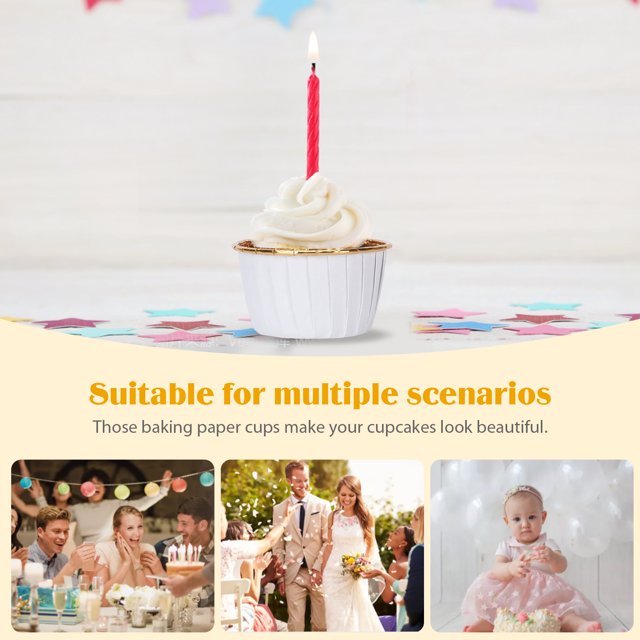 100 piezas Cupcake Liners Muffin Cupcake Baking Cup Utensilios para hornear de cocina (oro blanco)