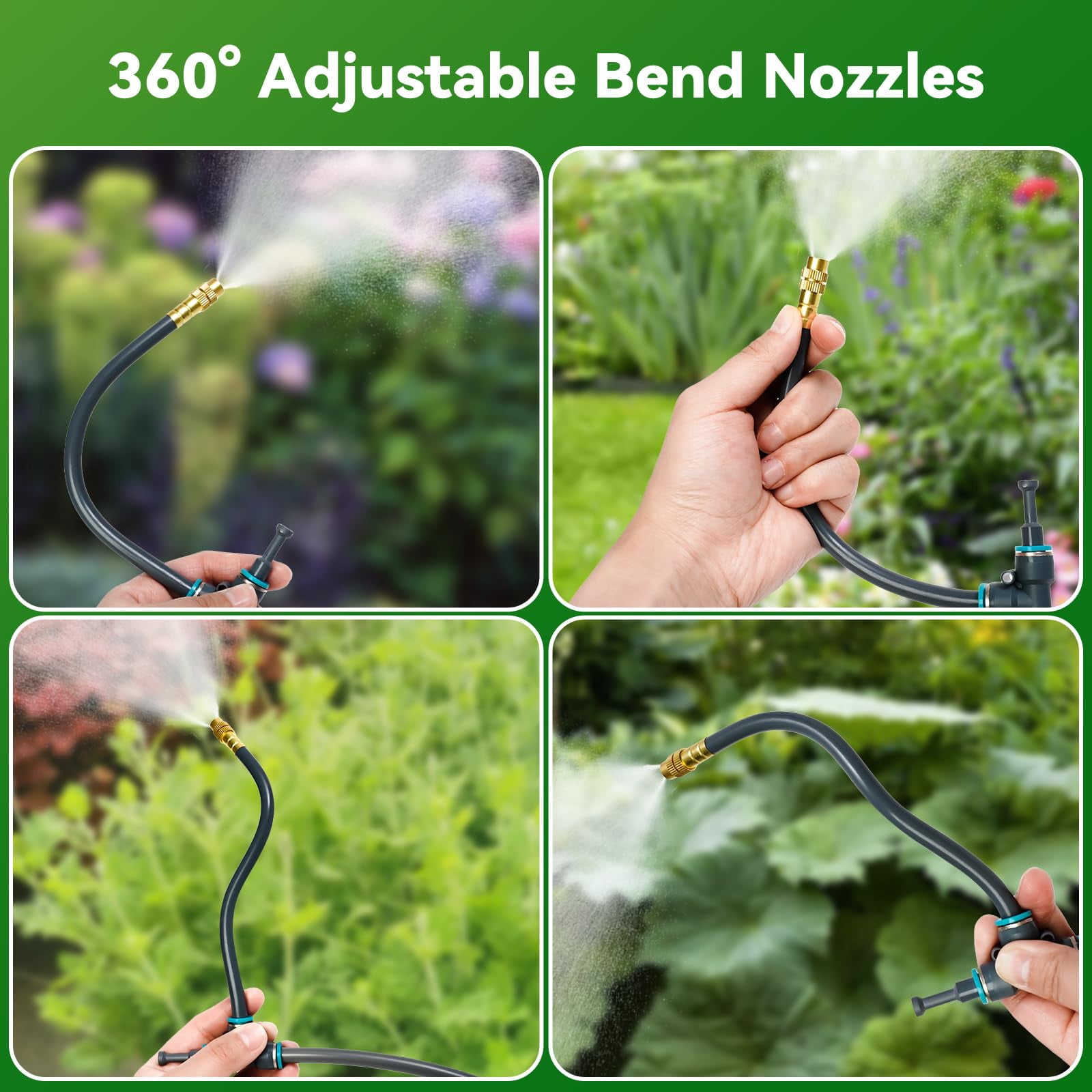 360°adjustable Drip Irrigation System 200ft 5/16" Extra Long Garden Watering Kit With 32 Copper Nozzles 141pcs Automatic Atomizing Plant Sprinkler For Large Yard  Greenhouse Lawn