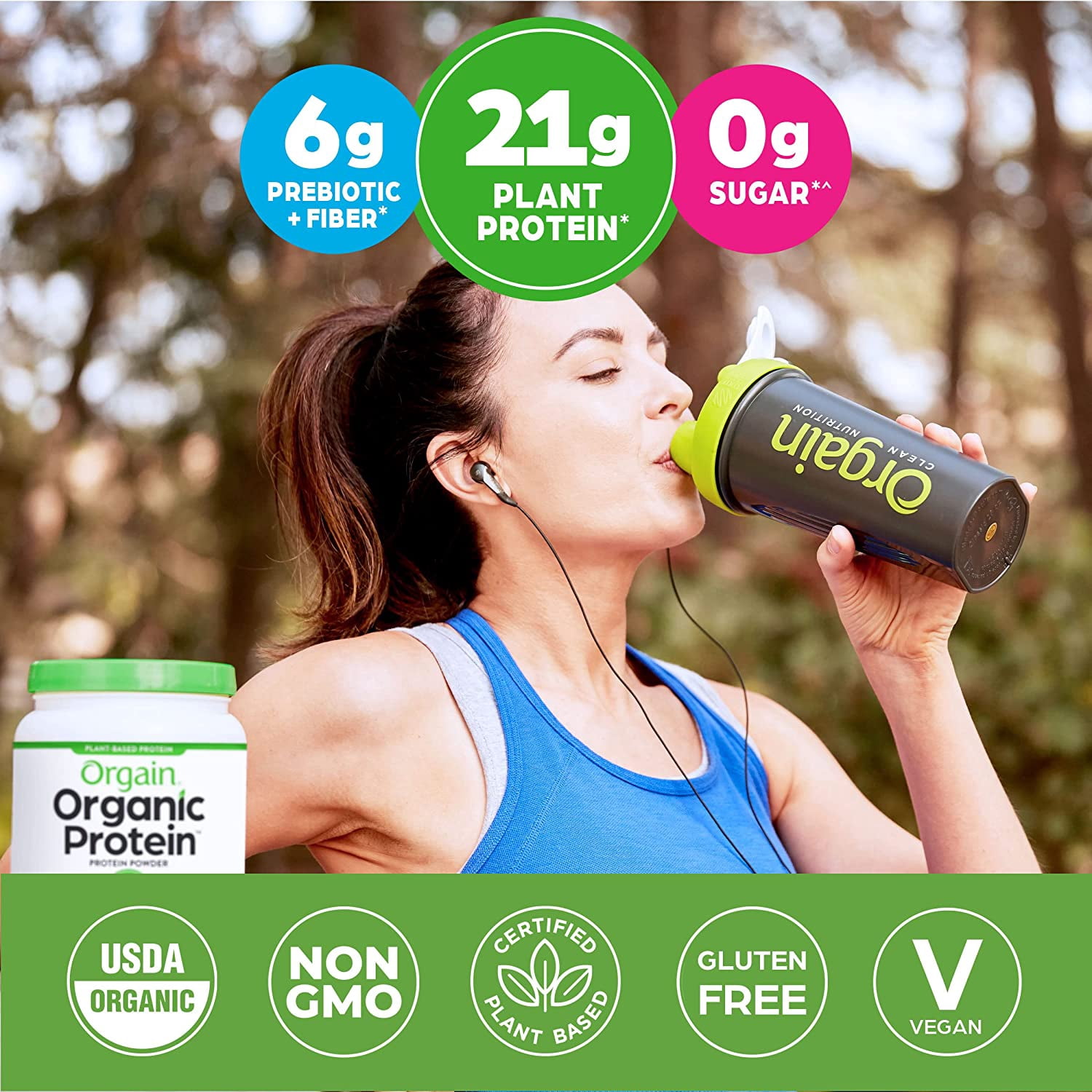 (6 pack) Orgain Organic Vegan 21g Protein Powder, Plant Based Shake Drink, Creamy Chocolate Fudge 1.02lb