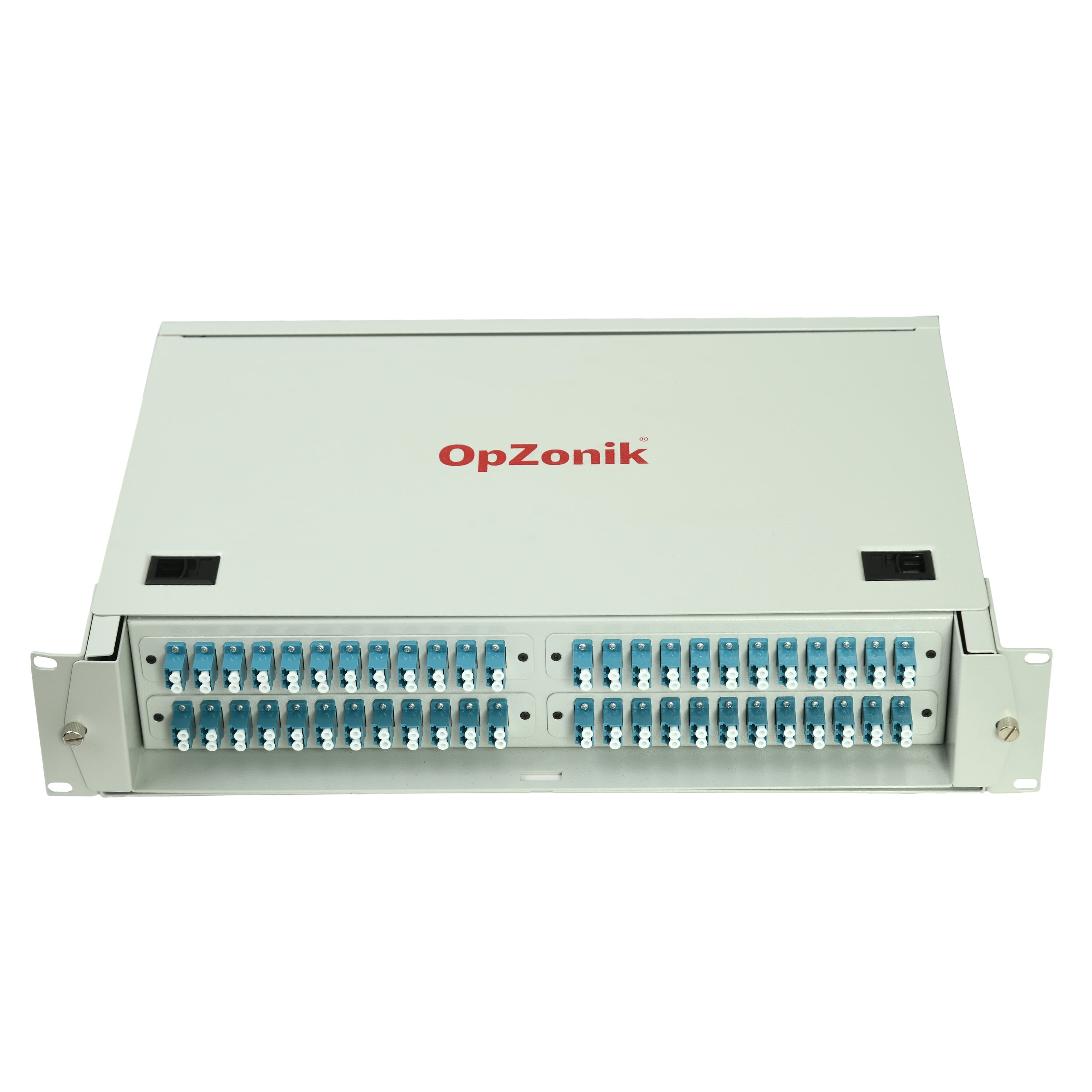 OpZonik 2U Fiber Optic Rack Mount Enclosure, 48 Port LC Singlemode