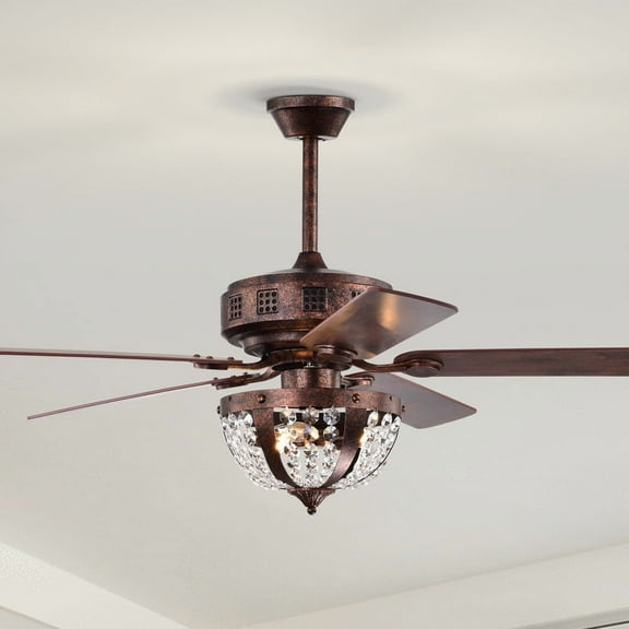 Chandler 52 in. 3-Light Indoor Antique Copper Finish Ceiling Fan with Light Kit and Remote